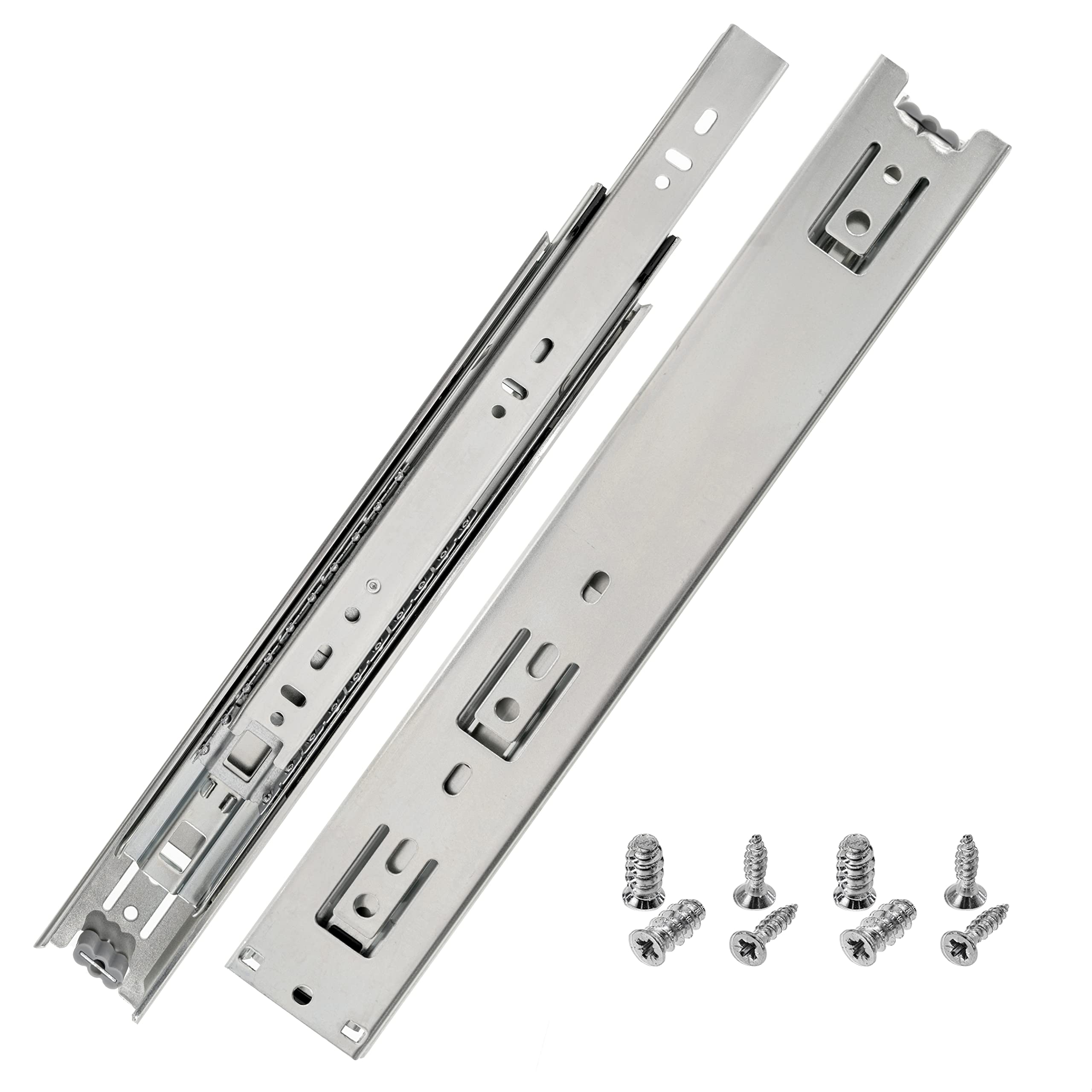 HELPMATE Drawer Runners Soft Close Full Extension 300 mm 1 Pair Set of 2 Ball Full Extension Drawer Runners Rail System Drawer Guide Galvanised Steel Silver Includes Mounting Material