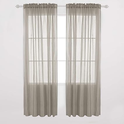 Amazon Com Deconovo Crushed Voile Sheer Window Curtains Rod