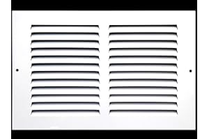 HVAC Premium 12'' x 6'' [Duct Opening] Flat Stamped Steel Return Air Grille - Sidewall and Ceiling - HVAC Vent Duct Cover - White [Outer Dimensions: 13.75''w X 7.75''h]