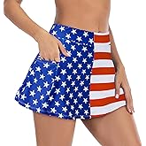 American Flag 4th of July Skirt Womens High Waisted Swimsuit Cover Up Skirt Bikini Bottoms with Side Pocket