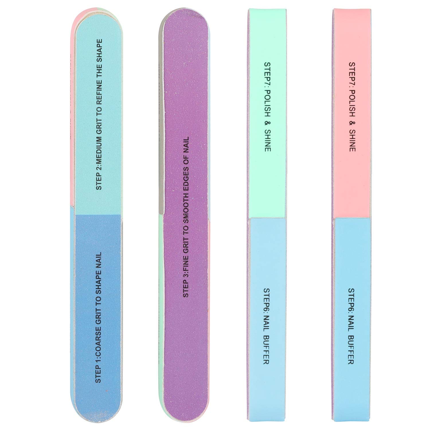 12 Packs 7 Way Nail File and Buffer Block Nail Buffering Files 7 Steps Washable Emery Boards Professional Manicure Tools : Beauty