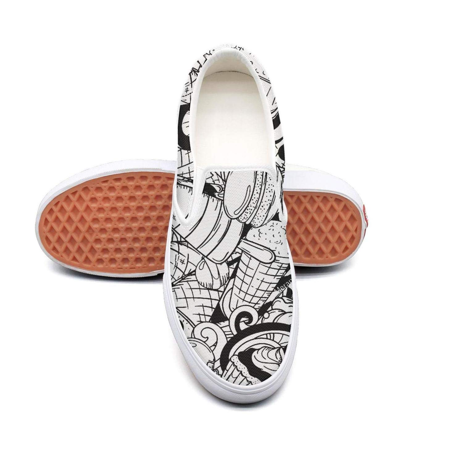 IEKLFKFVF healthy ice cream cake sandwich black Womens slip on Fitness Casual X 2018