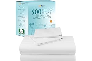 California Design Den Striped 100% Cotton Sheets for Queen Size Bed, Cooling 500 Thread Count Sateen, Deep Pockets, Extra Soft Luxury, Hotel Quality, Durable Bedding - Striped White Sheets