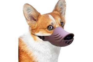 LUCKYPAW Dog Muzzle, Soft Duck Silicone Mouth Cover with Adjustable Strap for Small Medium Dogs, Best to Prevent Barking, Biting, and Chewing(Coffee,M)