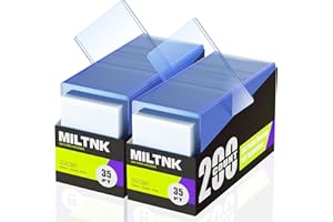 MILTNK 400 Pack Card Sleeves Toploaders, Hard Plastic Top Loaders, Baseball Sports Trading PKM Card Holder Protectors (200 Toploaders + 200 Sleeves)