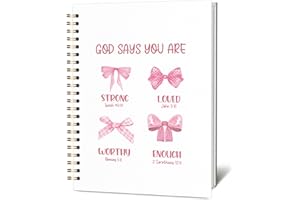 KIDEAR Christian Journal for Women, Prayer Notebook for Bible Study Notes,Cute Pink Bow Faith Journal,Coquette Preppy Christian Gifts for Teen Girls,Church Note Bible Study Supplies - A05