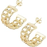 Gold Tone Hoop Earrings for Women, 18k Yellow Gold Filled (0.70" Chunky Half Hoop)