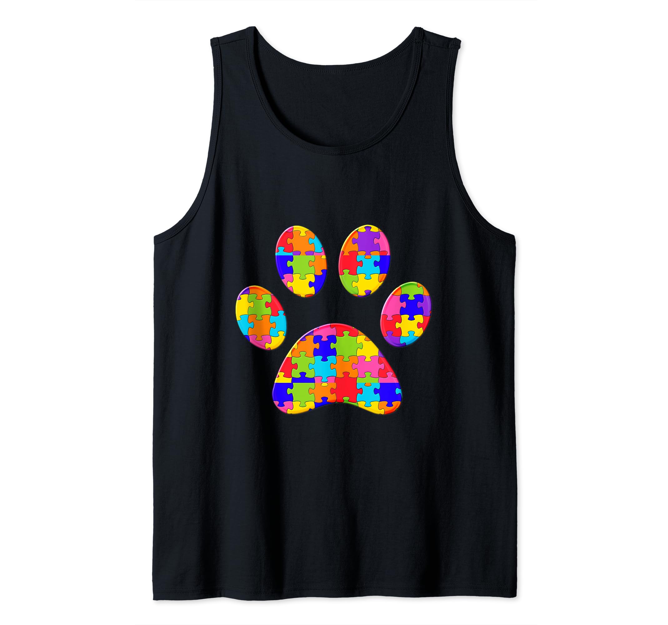 Footprint Paw dog Jigsaw Autism Puzzle Tank Top