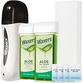 Waxers Roll on Wax Kit Aloe Vera Waxing Roller Depilatory for Women Men Soft Wax Hair Removal Kit for Larger Areas at Home