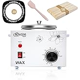 Professional Waxing Kit Wax Warmer Single Pot Wax Heater Machine for Hair Removal, Large Waxing Pot with Non-Stick Easy Clean Pot, 50 Sticks & 20 Collar, for Spa Salon Beauty Esthetician Home(White)