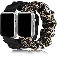 Mugust Scrunchie Elastic Watch Band Compatible with Apple Watch Bands 38mm 42mm 40mm 44mm, Soft Cloth Pattern Printed…
