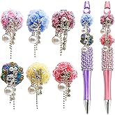 BROVITI Flower Ball Tassel Focal Beads for Beadable Pens 6Pcs Colorful Rose Ball Fancy Beads for DIY Craft Pens Bracelet Necklace Earrings Keychain Jewelry Making