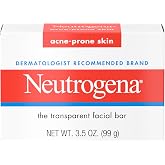 Neutrogena Facial Cleansing Bar for Acne-Prone Skin, 3.5 oz | Gentle Non-Medicated Daily Cleanser, Non-Comedogenic Transparent Soap with Glycerin, No Dyes or Detergents