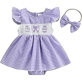 4th of July Outfit Baby Girl Romper Dress My First 4th of July Fly Sleeve Smocked Dress Newborn Cute Summer Clothes