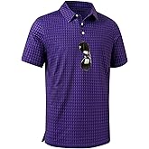 ZITY Men's Golf Shirts Short Sleeve Moisture Wicking Performance Print Patterns Casual Collared Golf Polo Shirt for Men