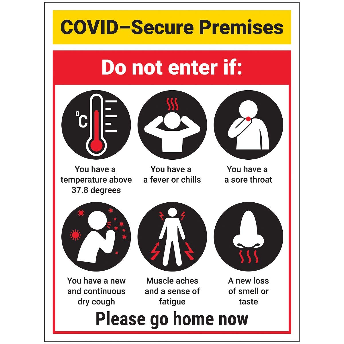 V Safety COVID-Secure Premises - Do Not Enter - 300mm x 400mm - Self Adhesive Vinyl