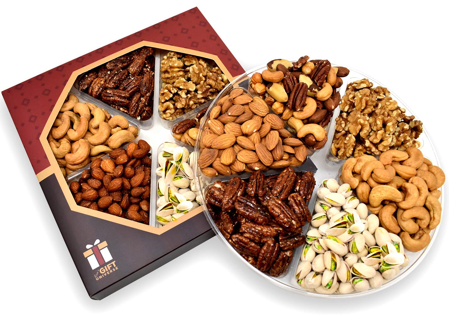 Holiday Gift Nut Tray Basket, Roasted Nut Variety Fresh