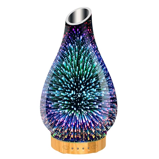 TSUN Essential Oil Diffuser,3D Glass Galaxy Star Light