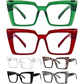 Eyekepper Oversize Metalless Screwless Spring Hinge Reading Glasses for Women - 6 Pack Large Frame Readers +1.50