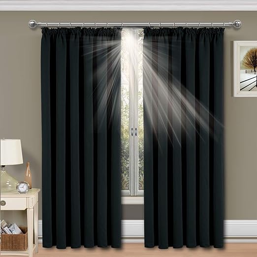 Imperial Rooms Blackout Pleated Curtains Pair Of Thermal Insulated