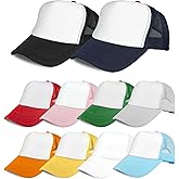 patscorai 10 Pcs Sublimation Blank Trucker Hats Bulk Adjustable Polyester Hat Fashion Mesh Baseball Cap for Men and Women Multicolor