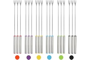 18 PCS Stainless Steel Fondue Forks, 9.5 Inch Cheese Fruit Fondue Forks with Heat Resistant Handle for Fondue Roast Marshmall