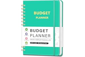 PIOOJK Budget Planner - Monthly Financial Organizer with Expense & Bill Tracker, Undated Finance Planner/Account Book for Effective Money Management, Spiral Binding,6.3"x8.4", Turquoise