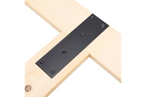 YONSIN 2 Pcs Flat Straight Mending Metal Plate 1-15/16" x 6-1/16", Heavy Duty Black Straight Bracket, Repair Joining Fixing Brace for Wooden Furniture，6 Holes with 2 Sizes Screws