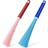 Plastic Broom for Bathroom Cleanings | Cleaning Floor and Bathroom, Pack of 2 Wet &amp; Dry Fiber Hard Bristle Crystal Stick Broom/Jhadu Durable Washable Brush for Home, Kitchen, Easy Grip Multicolor