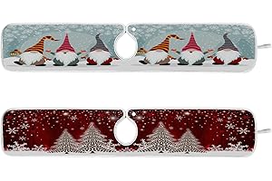 WAMIKA Winter Gnomes Snowflake Faucet Sink Mat for Kitchen 2 Pack Red Christmas Tree Snowman Bathroom Drying Mat Absorbent Splash Water Catcher Mats Microfiber Cloth Drip Protector Splash Pad 30x5 Inches