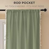 Joydeco Sage Green Boho Curtains 108in 2 Panels Rod Pocket Semi Sheer view 2
