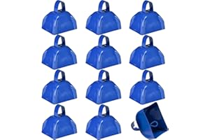 BEDWINA Metal Cowbells - 12 Pack, 3 Inch Blue Cow Bells for Sporting Events, Cheering, Spirit, Loud Cow Bell Ideal Hand Percussion Cowbells Noise Makers for Sporting Events, Football Games, and Celebrations