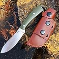 Watchman W229 EDC Fixed Blade Knife 14C28N Blade Steel Micarta Handle with Sheaths for Outdoor Activities Camping (Green)
