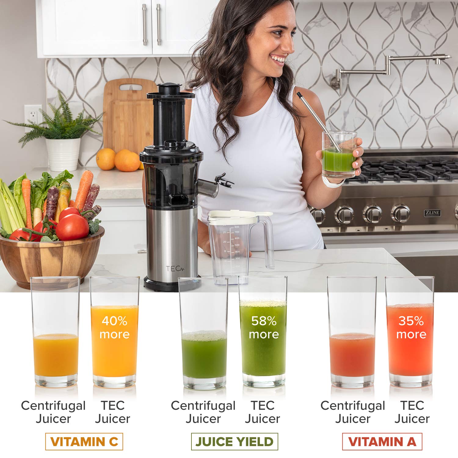TEC Slow Masticating Juicer Machines Vegetable and Fruit Small Cold Press Juicer - Image 4