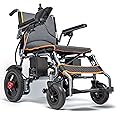 UJQNBM Electric Wheelchair for Adults, Lightweight Foldable Motorized Wheelchairs, Intelligent Power Wheelchair for Seniors, One-Click Mute Function, SOS Alert Button, Travel Size, Airline Approved