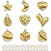 UMAOKANG 9PCS Stainless Steel Jewelry Charm Set Gold Plated Pendants Charms for Necklace Bracelet DIY Supplies