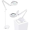 Brightech LightView Pro 2 in 1 Magnifying Floor Lamp & Table Lamp - Hands Free Magnifier with Bright LED Light for Reading - Work light With Adjustable Arms - Standing Mag Lamp