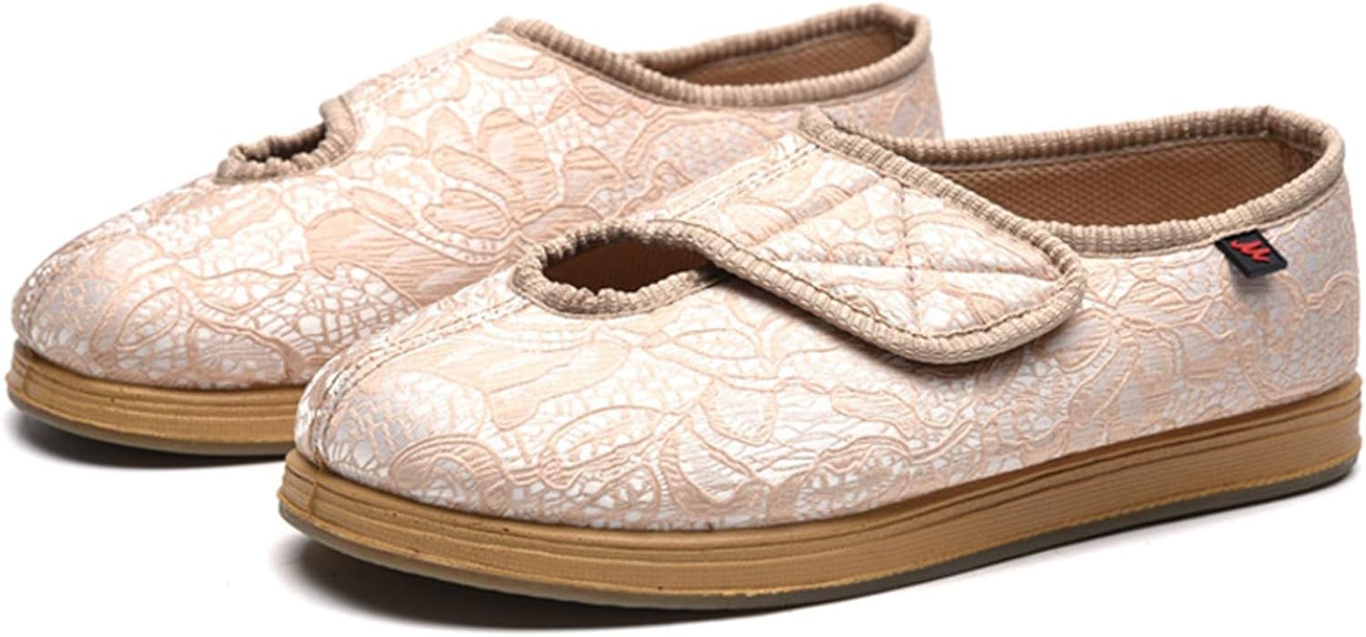 Hausschuhe Für Diabetiker & Geschwollene Füße - Extra Weite Pantoffeln Mit Klett, Rutschfester Sohle & Wollfilz-Futter