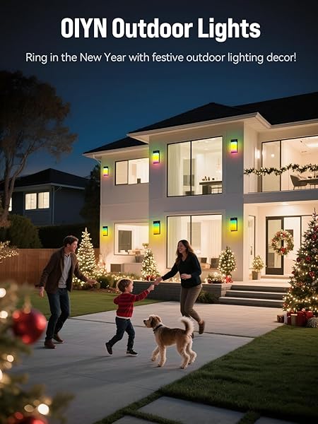 OIYN SMART OUTDOOR WALL LIGHT, RGBWW LED PORCH LIGHT WITH 30 SCENE MODES, 1500LM, IP65 WATERPROOF, DIY COLOR-CHANGING WALL LAMP FOR GARDEN, PATIO, CHRISTMAS AND HOLIDAY DECORATIONS – 1 PACK