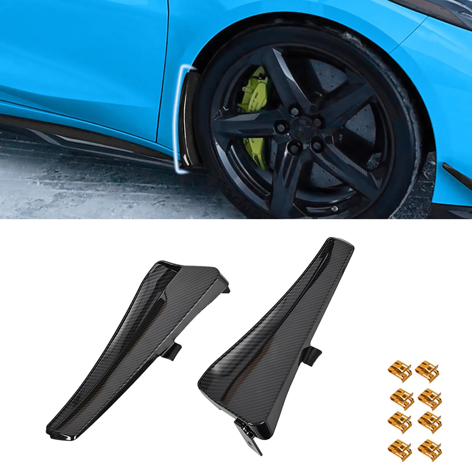 Photo 1 of BILLFARO Extended Front Splash Guards Mud Flaps,Carbon Fiber Pattern Wheels Rock Guards Mudflap Fender Mudguard Mud Guards Protector ?Accessories for Corvette C8 Z06 2023+ for C8 E-Ray 2024+