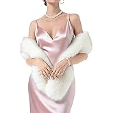 Doorcy Women's Faux Fur Shawl Wraps Winter Warm Long Fluffy Collar Scarf Shrug Stole