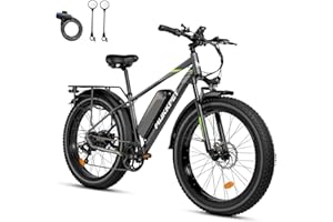 Mukkpet Suburban 1500W Peak Electric Bike for Adults, 25MPH 65Miles Ebike, 26” x 4.0 Fat Tires Electric Mountain Bike, 7-Speed Adult Electric Bike