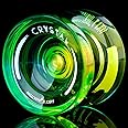 Professional Responsive Yoyo for Kids, K2 Crystal Dual Purpose Yo yo Replacement Unresponsive Yo-Yo Bearing for Intermediate, Plastic YoYo with 12 Yoyo Strings, Storage Bag (Green Yellow Gradient)