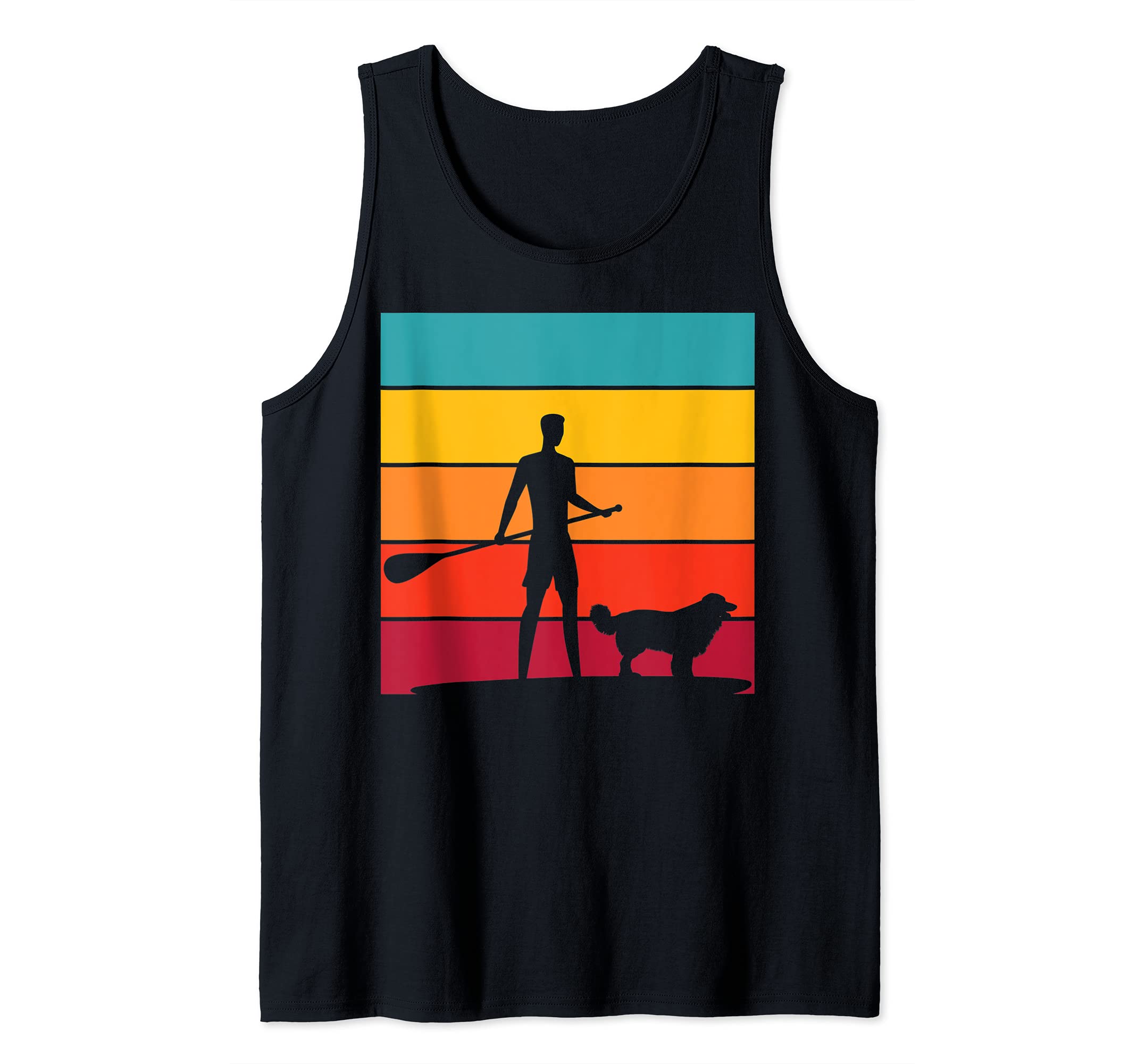 Retro Stand Up Paddler Animal Dog Paddleboarding Outdoor SUP Tank Top
