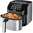 RAMJOY Air Fryer 6.8 Quarts, 10-in-1 Functions, Air Fry, Roast, Bake, Broil, Dehydrate, Large & Compact Air Fryers, Nonstick & Dishwasher-Safe Airfryer Basket, Stainless Steel Air Fryer, Easy to Use