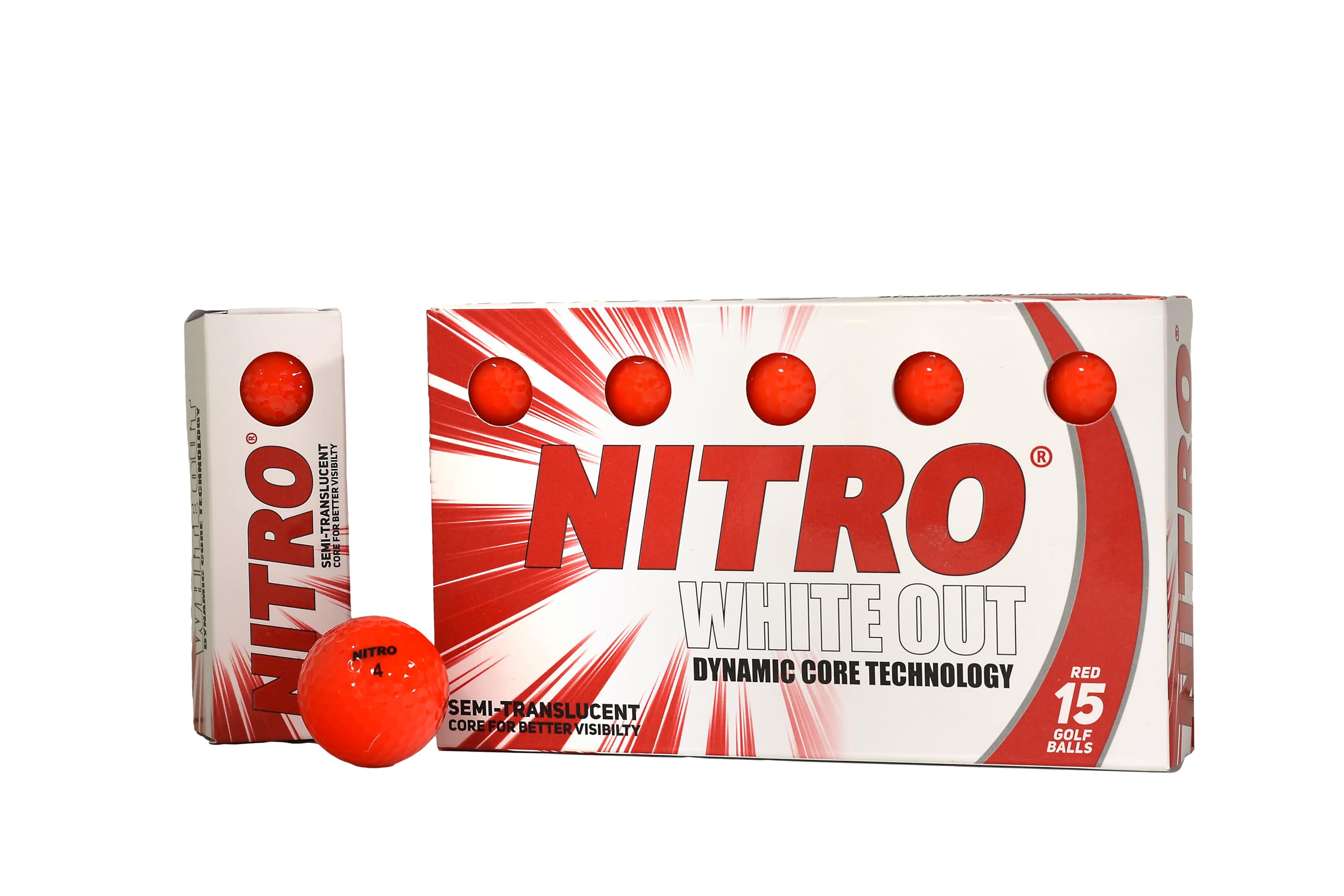 Nitro White Out Golf Balls 15pk Red