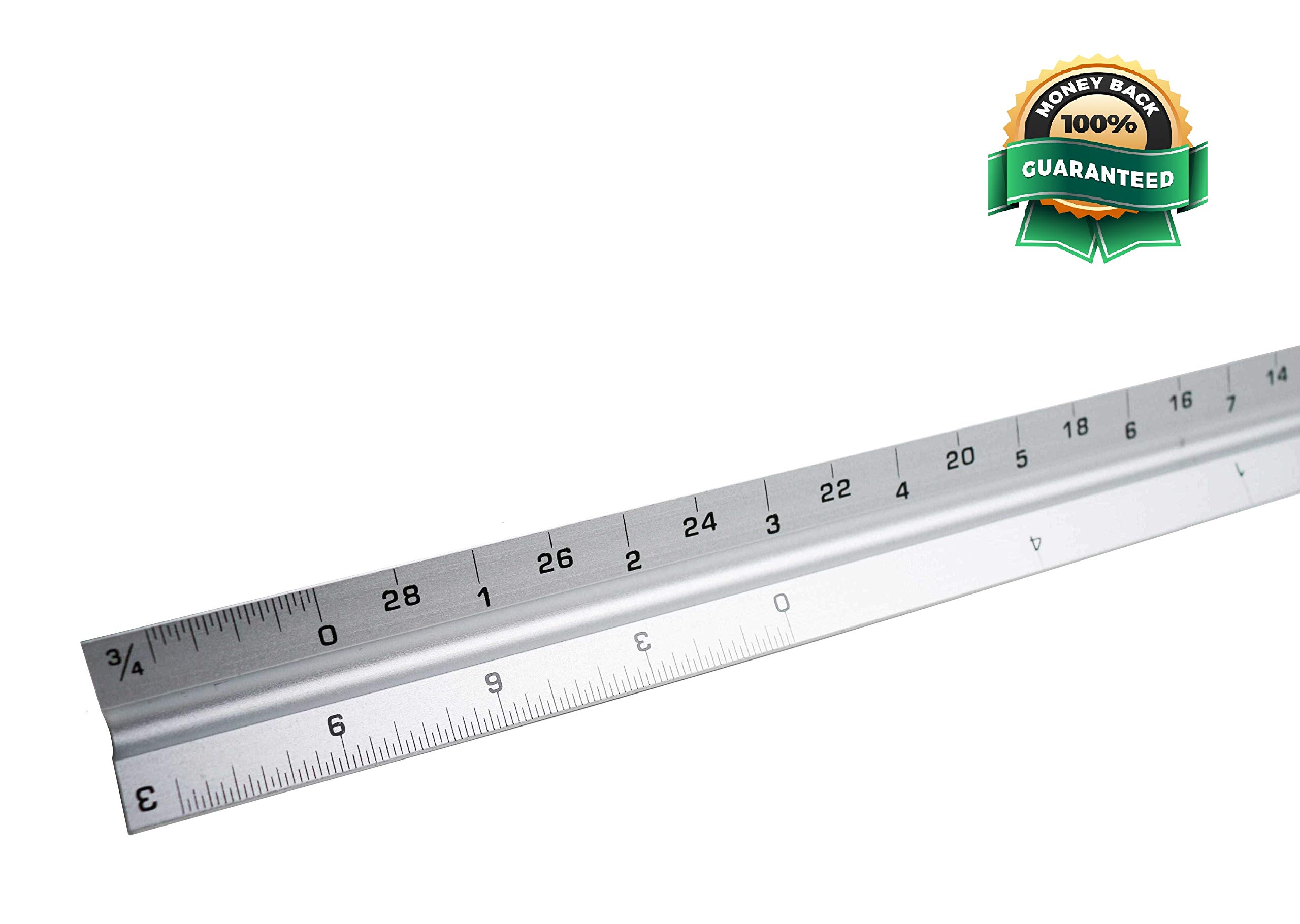 RAM Solutions Architect Scale Ruler 12\'\' (Professional Grade Aluminum) Triangular Tool with Colored Grooves for Easy Reference - Imperial Measurements