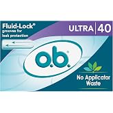o.b. No Applicator Tampons Ultra, Applicator, Free Fragrance Free, 40 ct