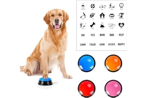 MUTSRD 4 PCS Color Voice Recording Button Dog Buttons for Communication Dog Talking Button Set, Pet Training Button for Dogs Reusable 30S Record & Playback for Let your pet learn to speak and Training Games