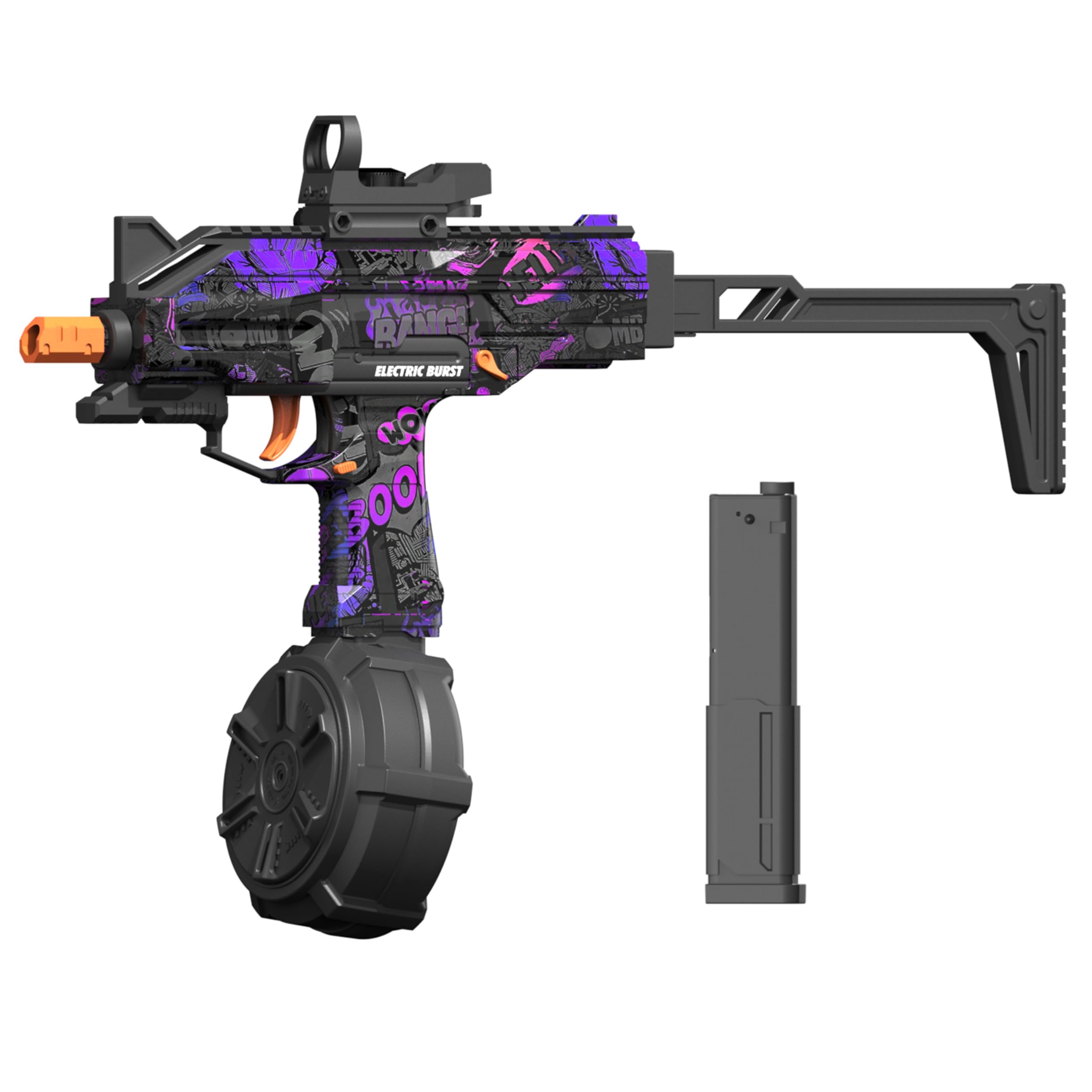 Photo 1 of Ctffnny Gel Ball Blaster SMG, Pre-Loaded Function, Full Automatic, 130FPS 10RPS 80FT, Gel Gun, Orby Gun with Goggles for Outdoor Team Games (Colorful)